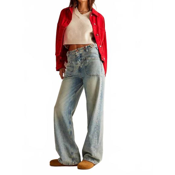 NEW FREE PEOPLE palmer cuffed jeans in la la land - Picture 1 of 10